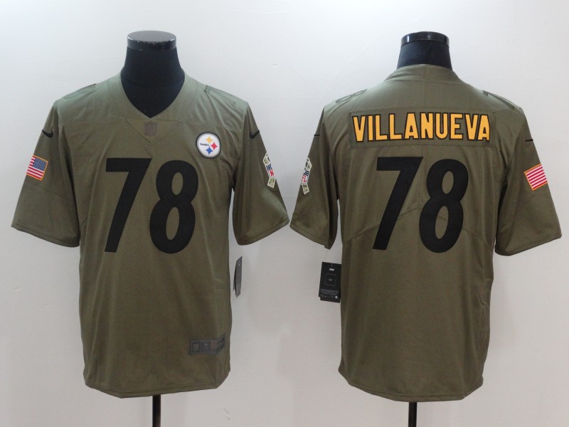 Men Pittsburgh Steelers #78 Villanueva Nike Olive Salute To Service Limited NFL Jerseys->women nfl jersey->Women Jersey